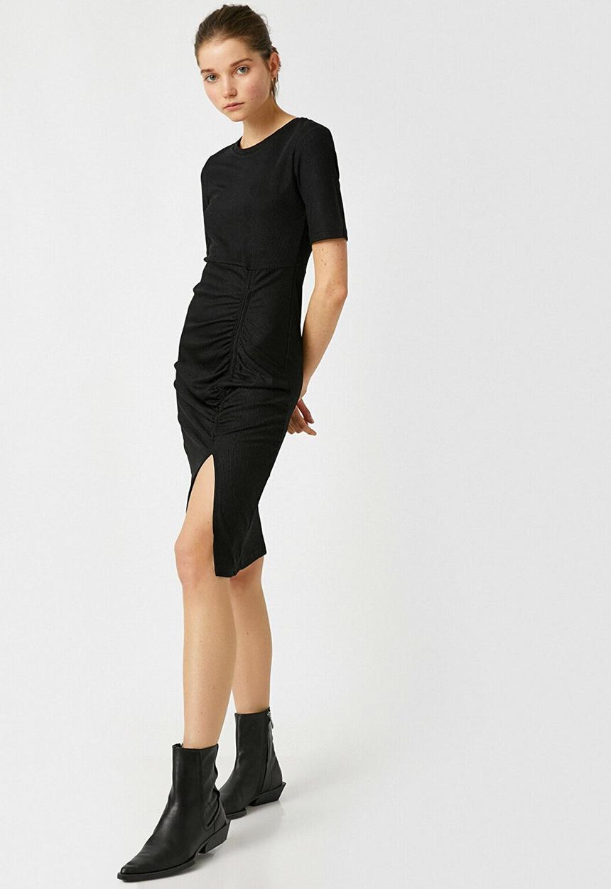 Koton - Short sleeve slit detailed dress - black