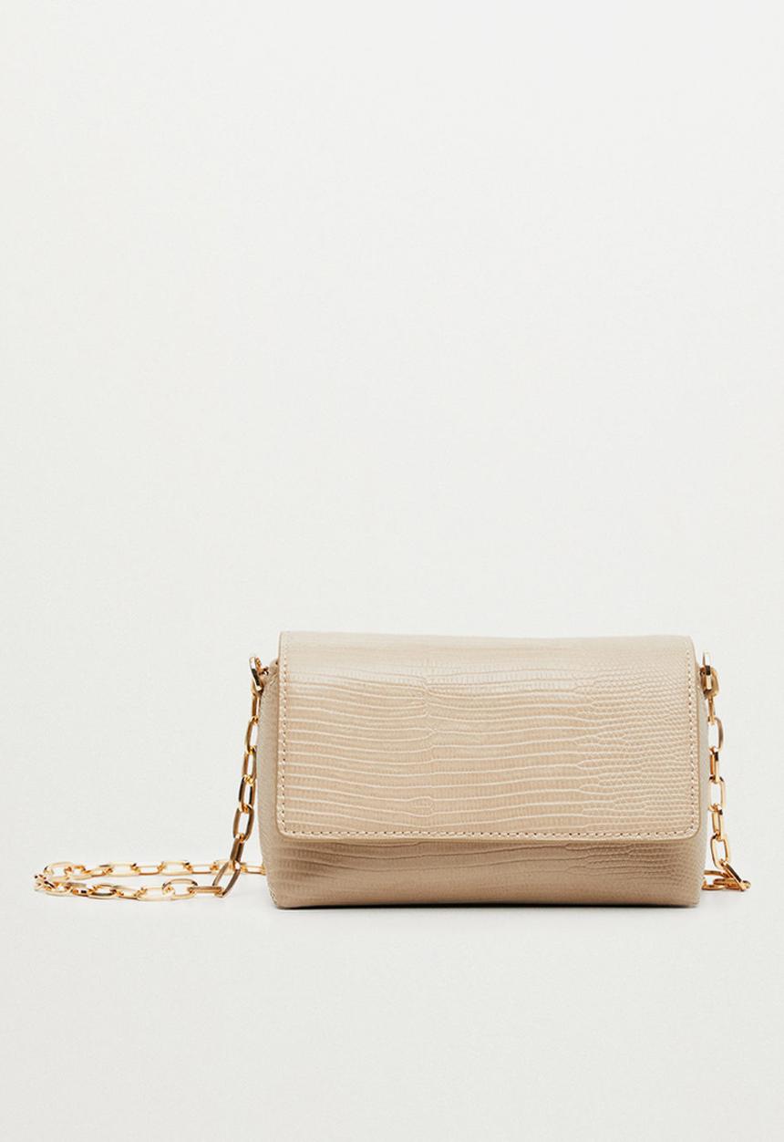 MANGO - Crossbody bag with chain - beige