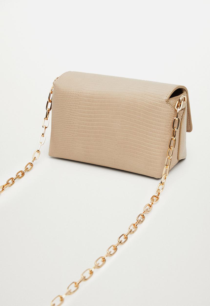 MANGO - Crossbody bag with chain - beige