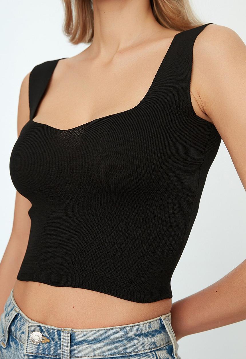 Koton - Square collar knitwear blouse - black