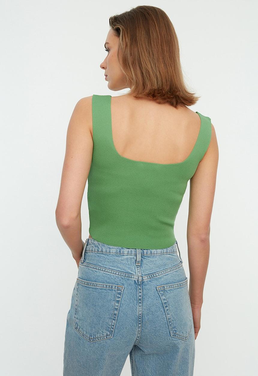 Koton - Square collar knitwear blouse - green