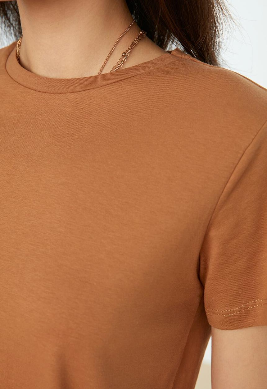 Koton - Crew neck 2-pack knitted t-shirt - camel & white