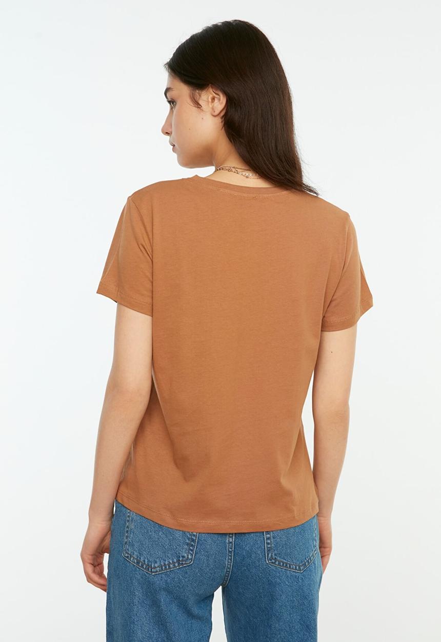 Koton - Crew neck 2-pack knitted t-shirt - camel & white