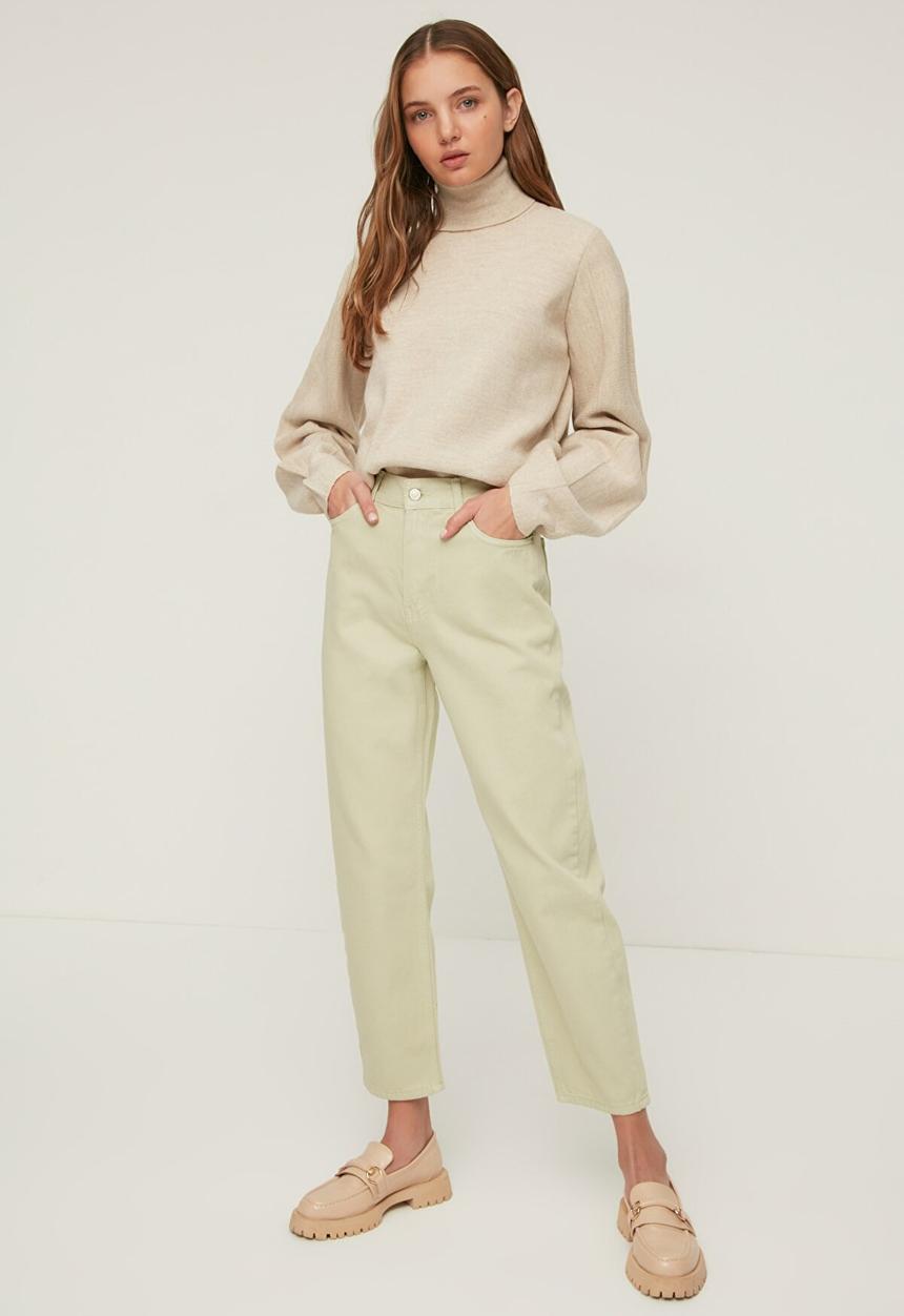 Koton - High waist mom fit jeans - light khaki