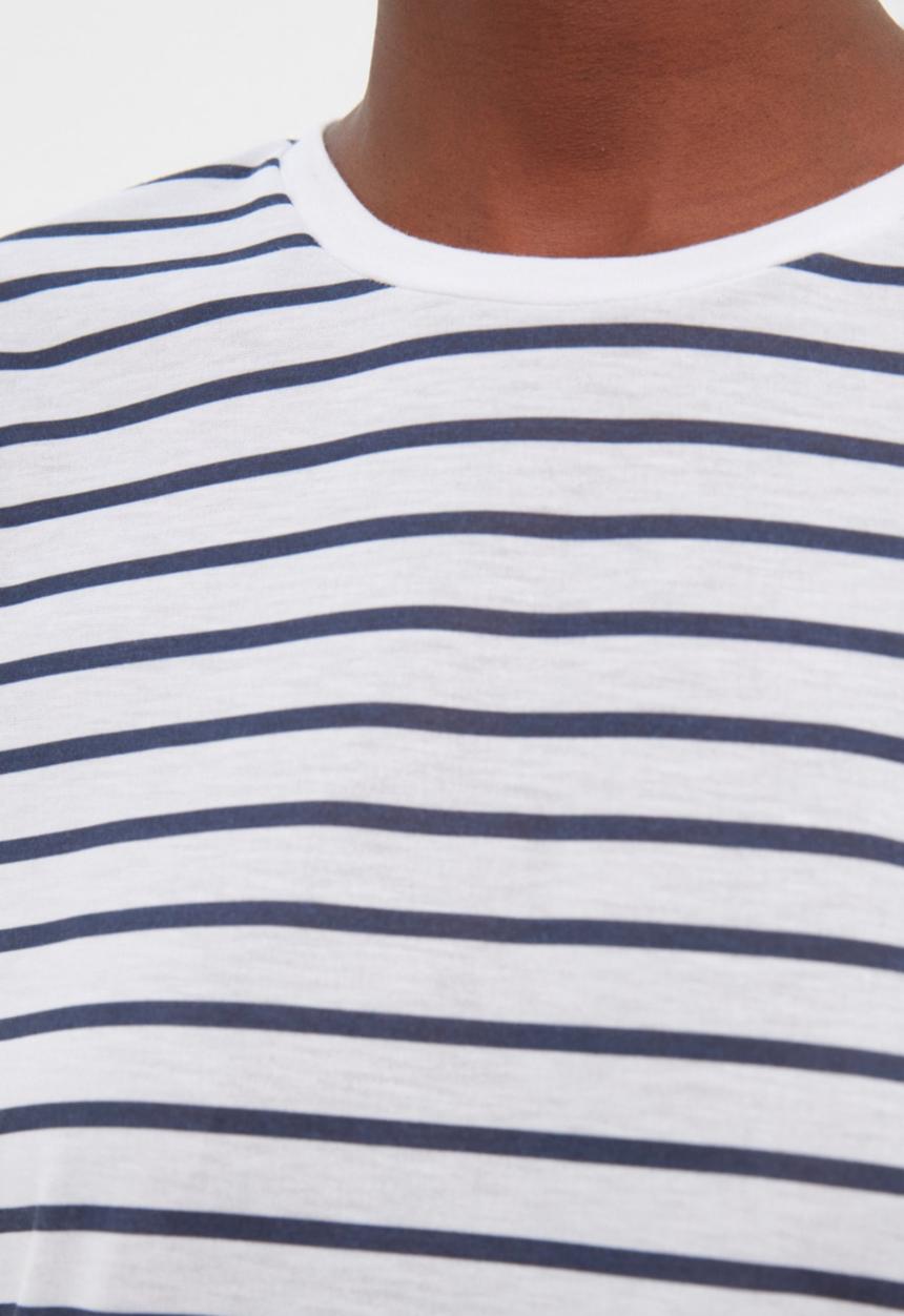 Koton - 2 Pack striped-plain T-shirt - navy & white 