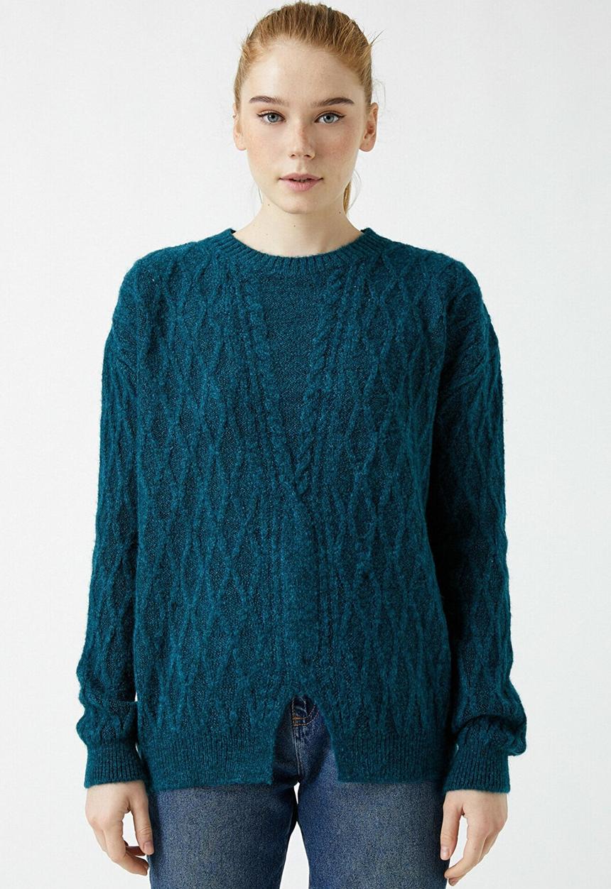 Koton - Crew neck, long sleeve jumper - green