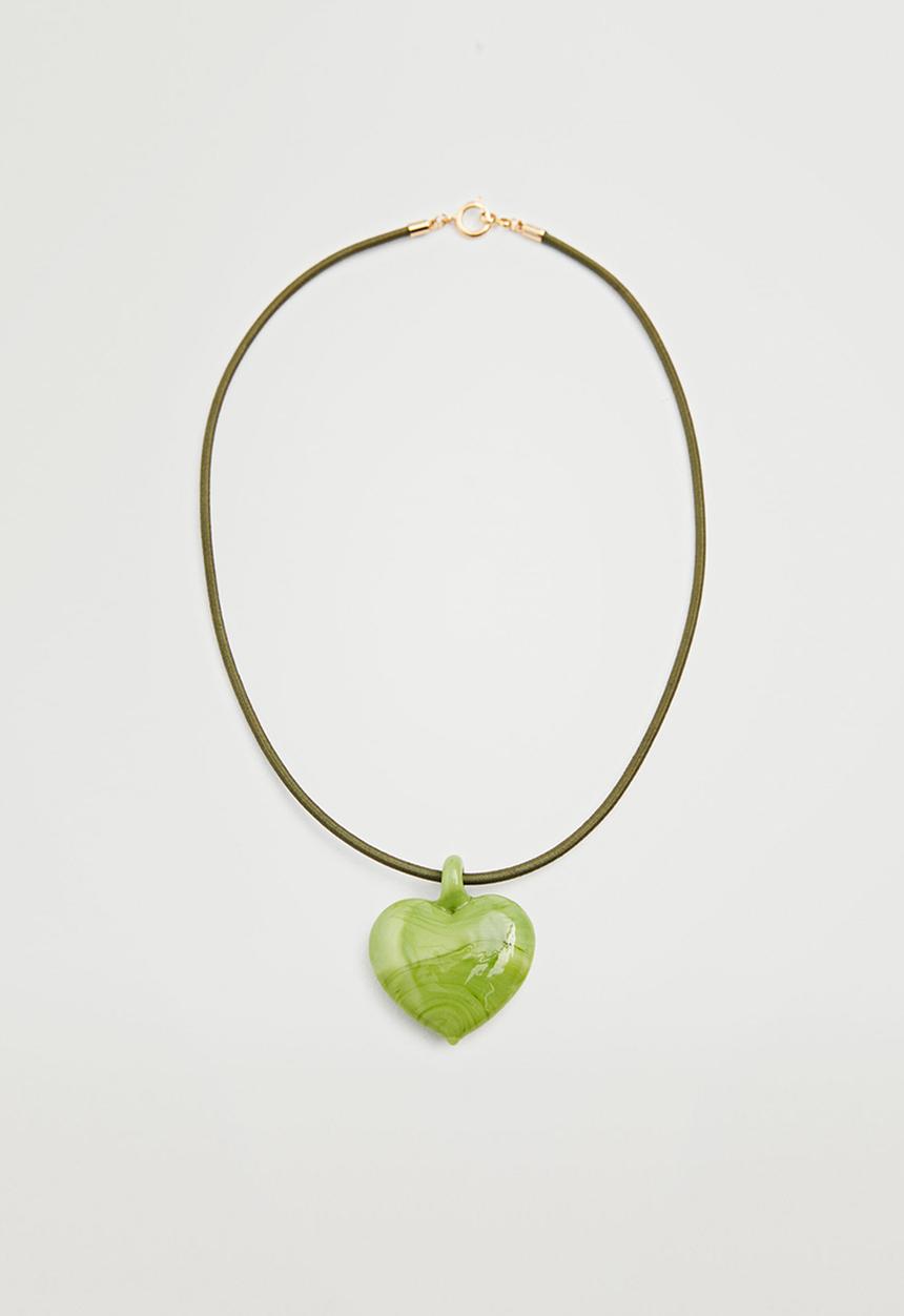 MANGO - Heart pendant necklace - green
