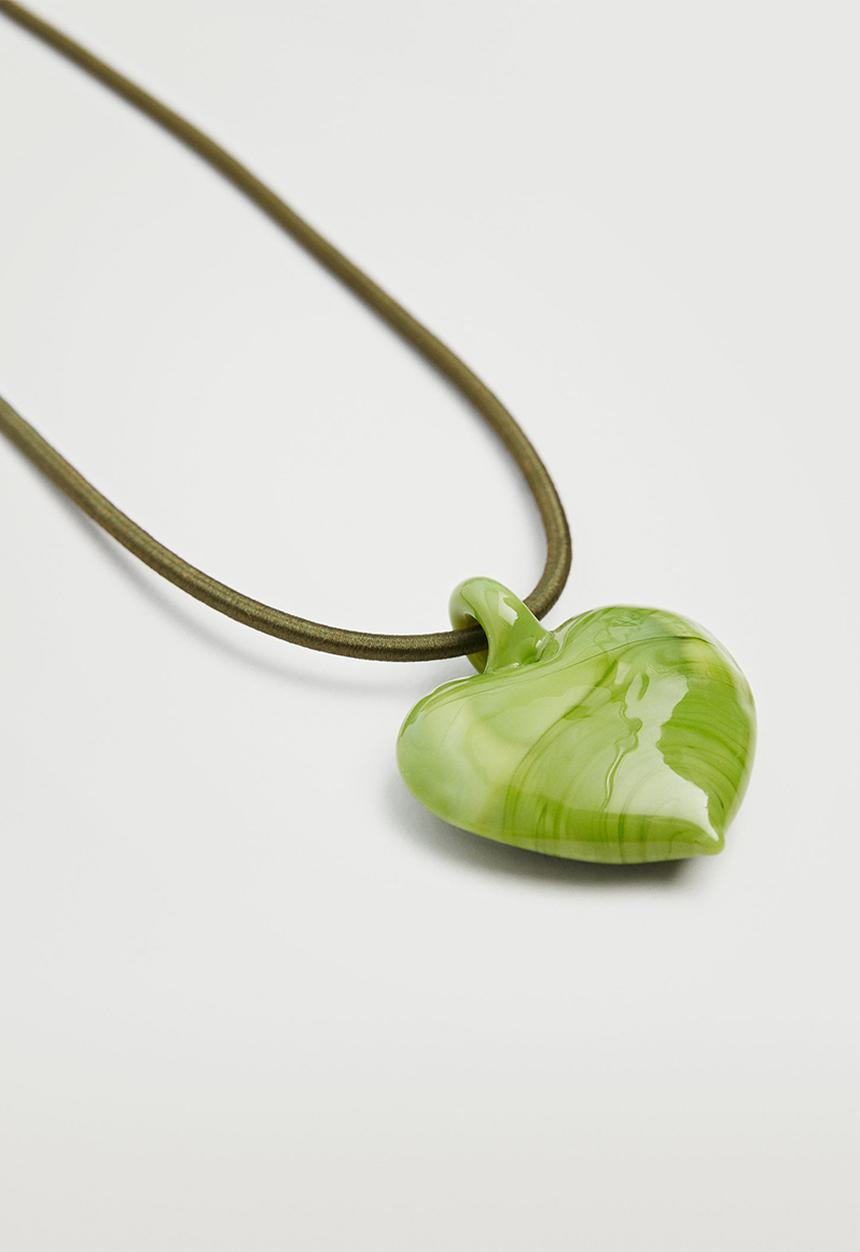 MANGO - Heart pendant necklace - green
