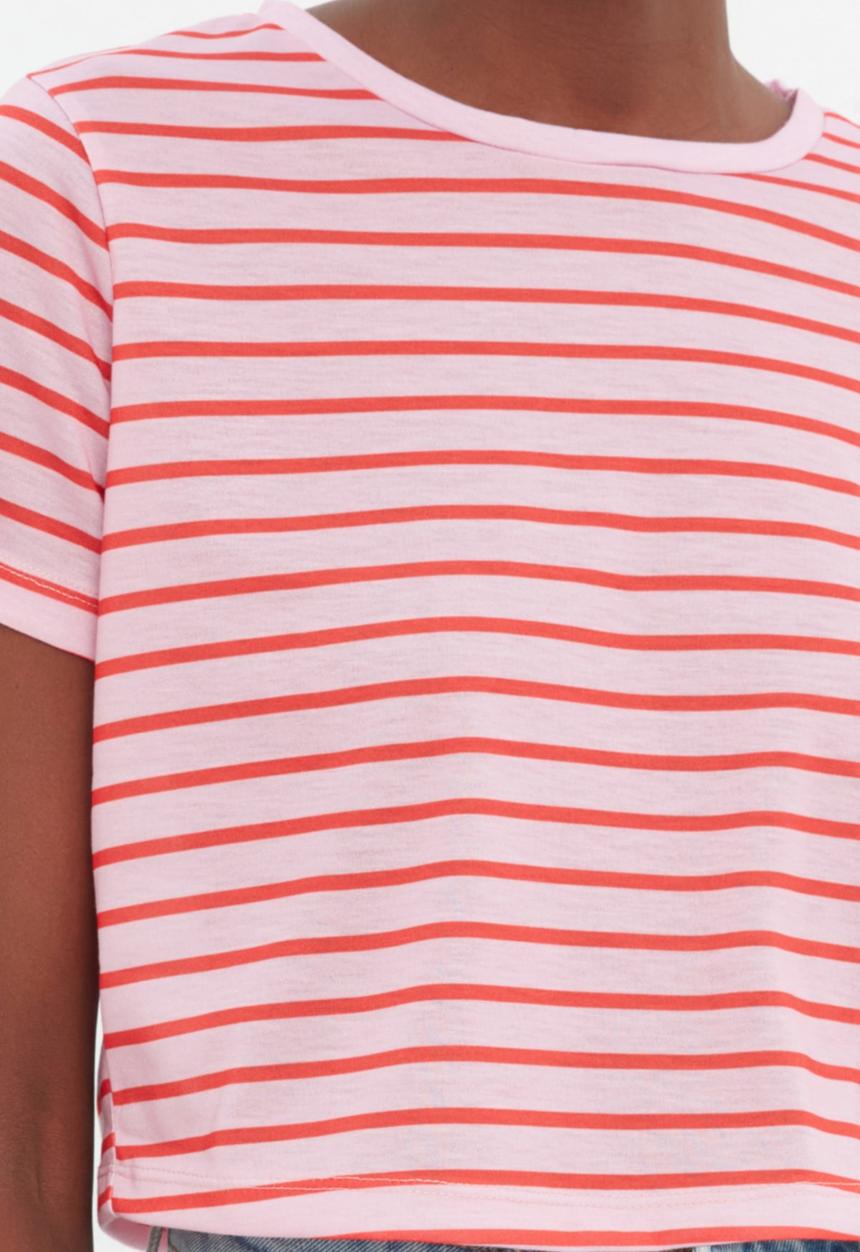 Koton - 2 Pack striped-plain knitted T-shirt - red & pink