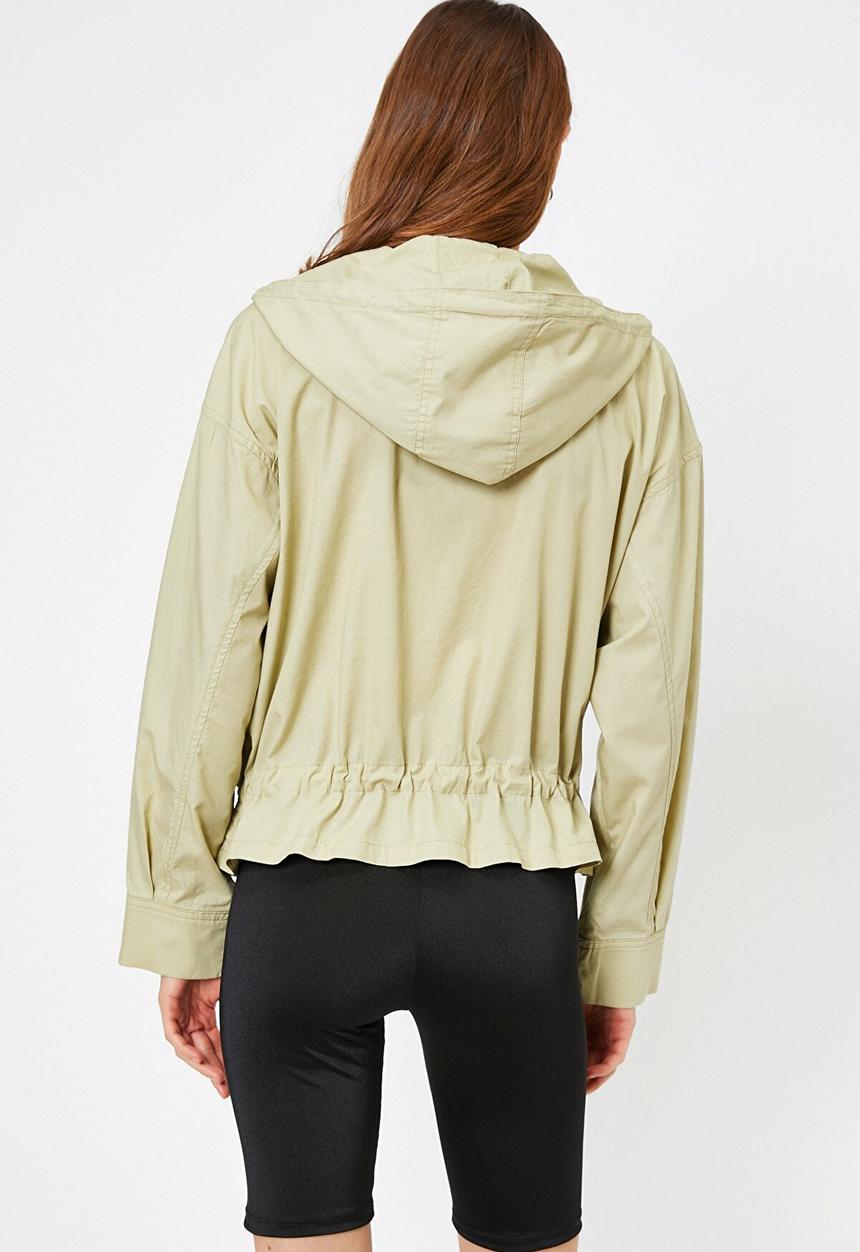 Koton - Hooded, pocket detailed, zipper detailed jacket- green