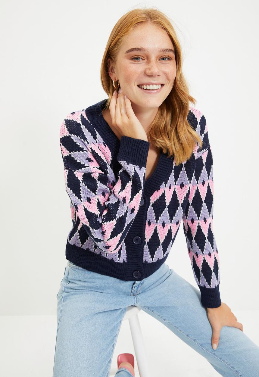Trendyol - Jacquard knitwear cardigan  - multi 