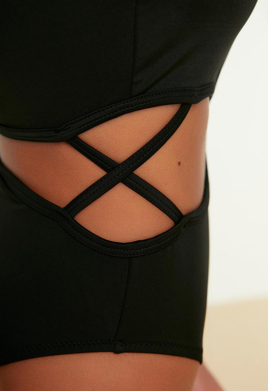 Trendyol - Cut out detailed swimsuit  - black