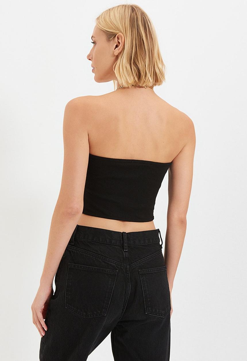 Trendyol - Ribbed 2-piece knitted blouse  - black