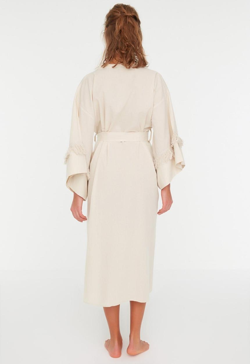 Trendyol - Tassel detailed kimono kaftan  - beige