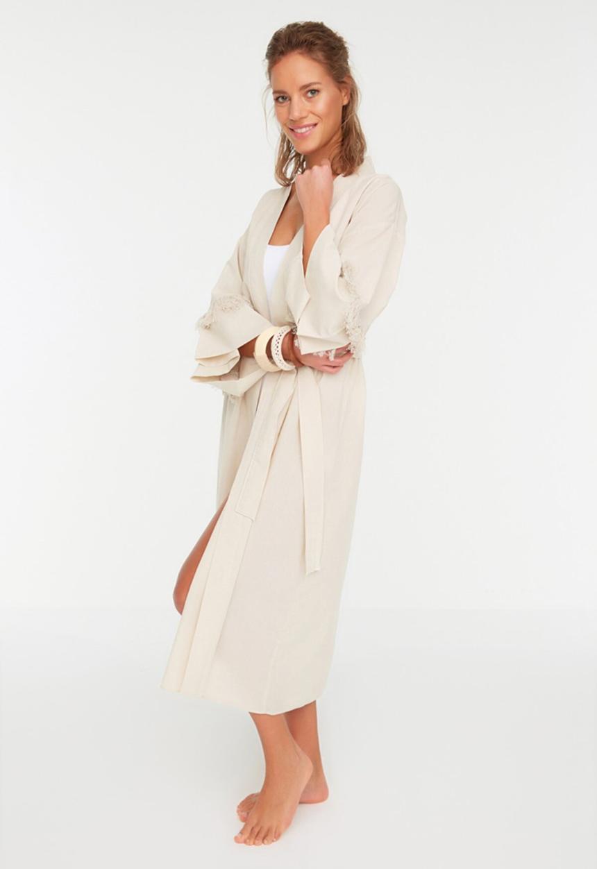 Trendyol - Tassel detailed kimono kaftan  - beige