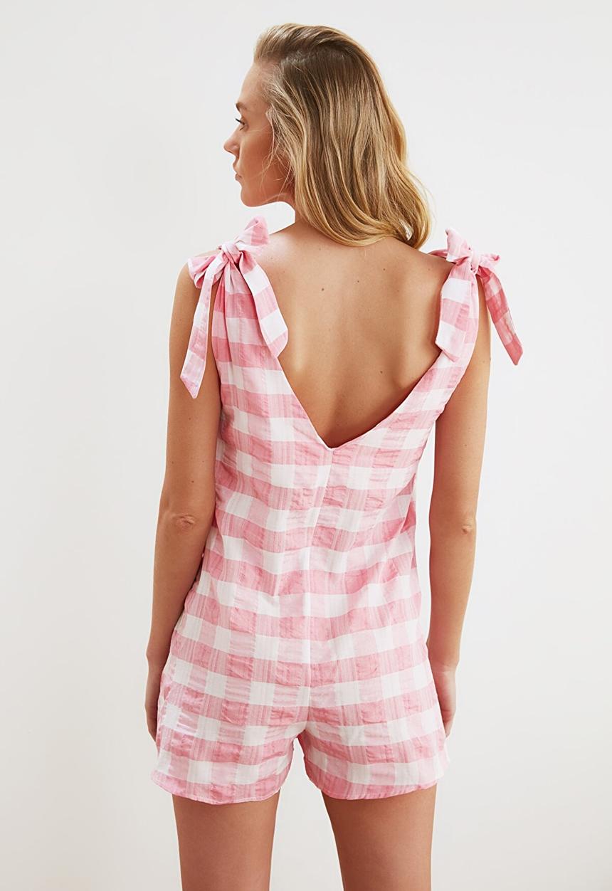 Trendyol - Plaid overalls - pink