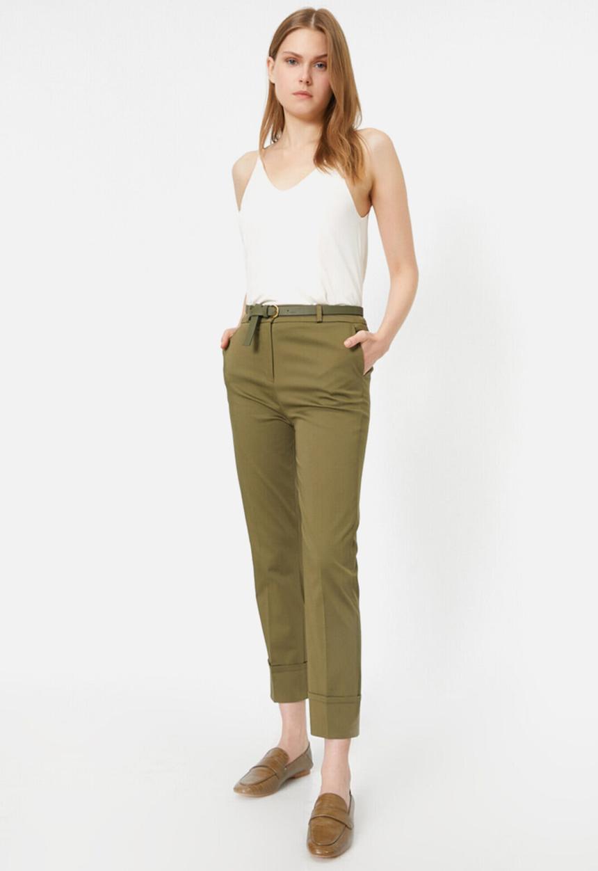 Koton - Belt detailed trousers - khaki