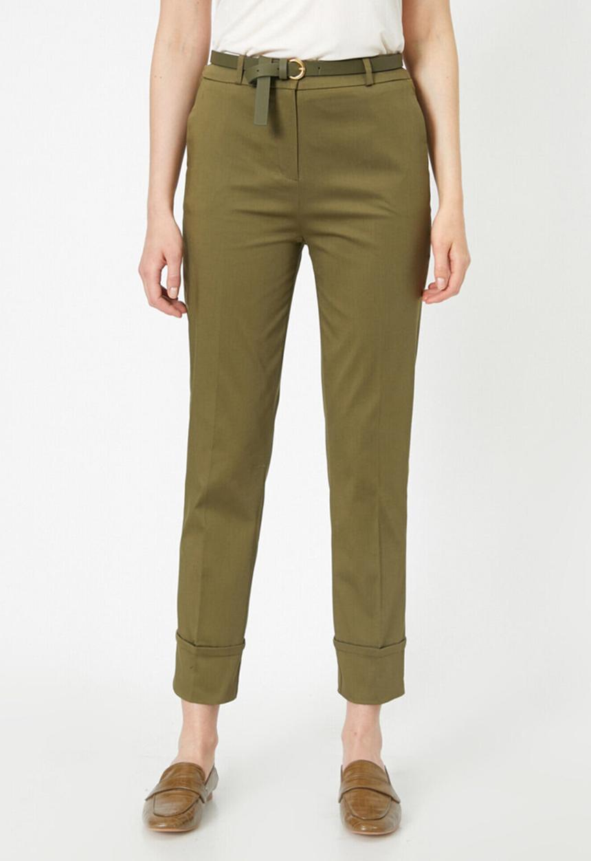 Koton - Belt detailed trousers - khaki