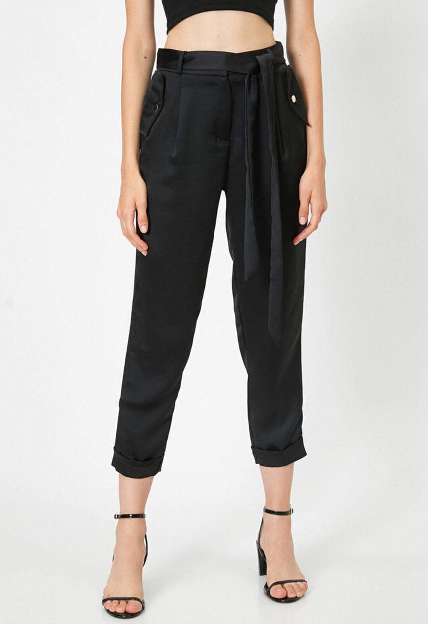 Koton - Belted high waist trousers - black