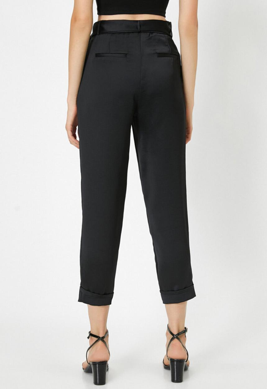 Koton - Belted high waist trousers - black