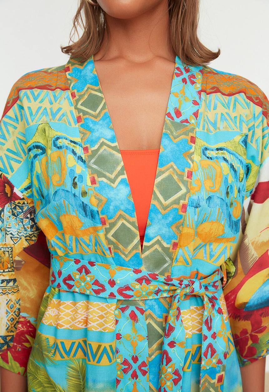 Trendyol - Tropical patterned kimono kaftan   - multi