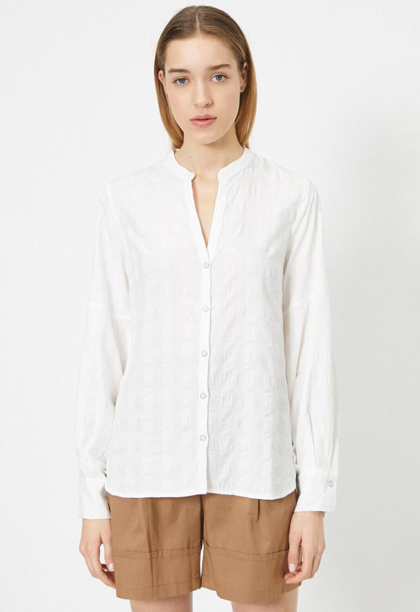 Koton - V-neck long sleeve shirt - white