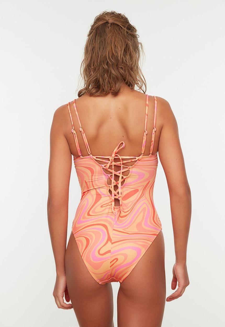 Trendyol - Marbling printed swimsuit   - multi