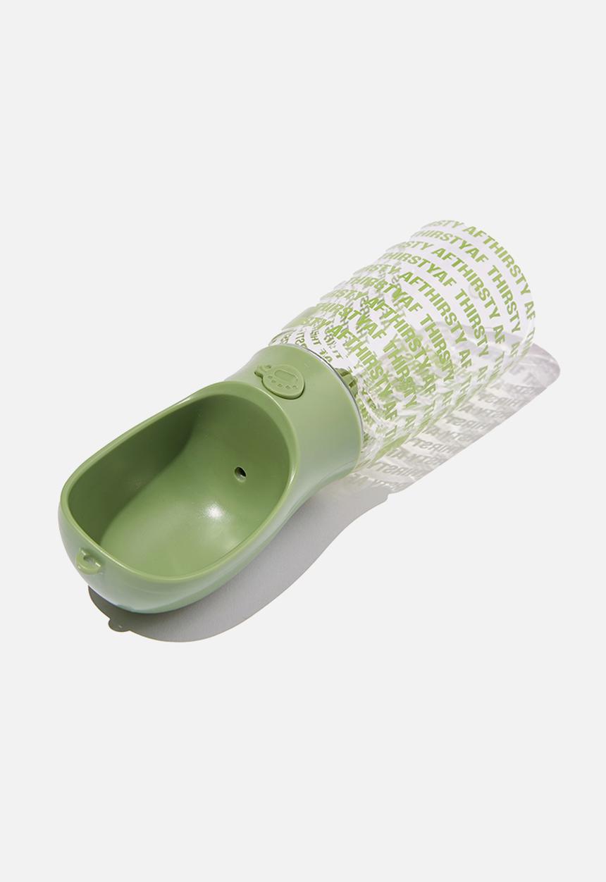 Typo - Pet club dog drink bottle - heritage green thirsty af!!