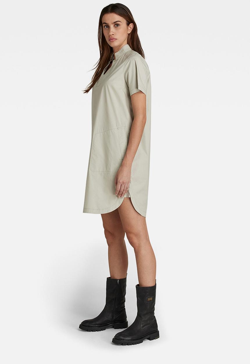 G-STAR - Millery v neck shirt  short sleeve dress - mineral gray