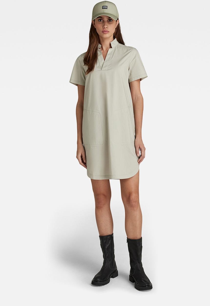 G-STAR - Millery v neck shirt  short sleeve dress - mineral gray