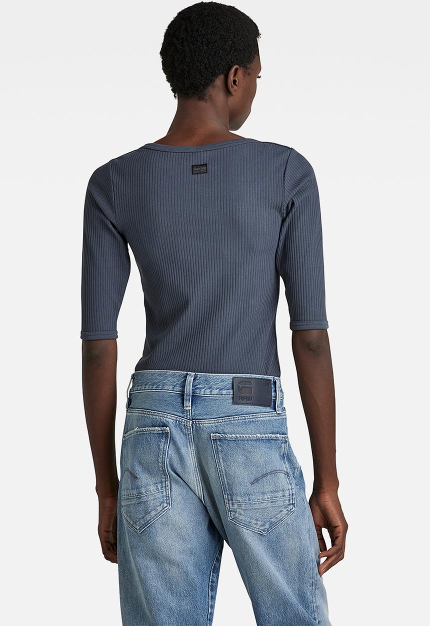 G-STAR - Slim rib boat 1\2 sleeve - fantem blue