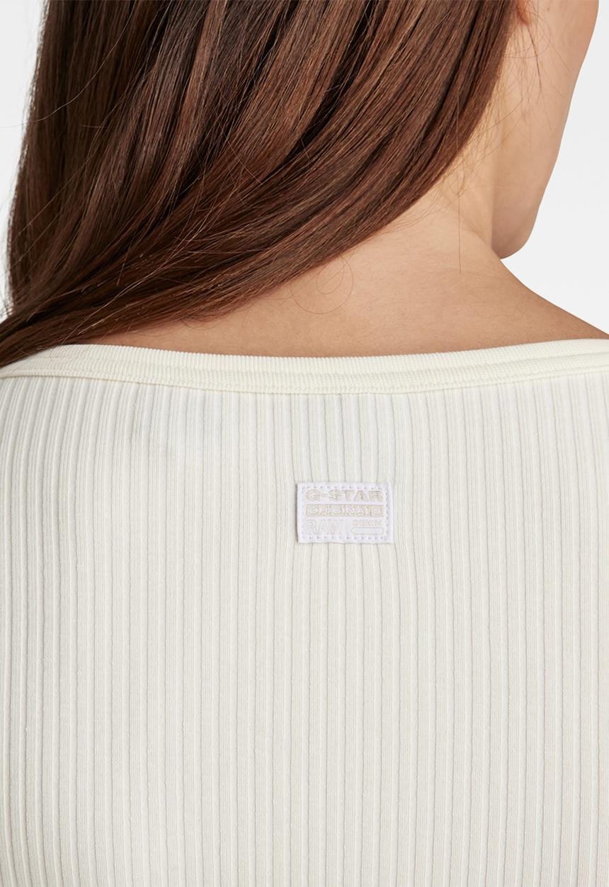 G-STAR - Slim rib boat 1\2 sleeve - papyrus