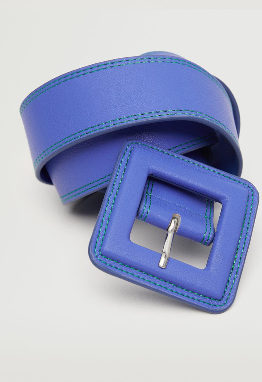 MANGO - Square buckle belt - blue