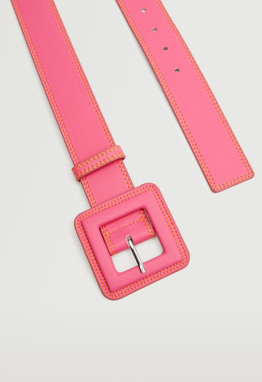 MANGO - Square buckle belt - pink