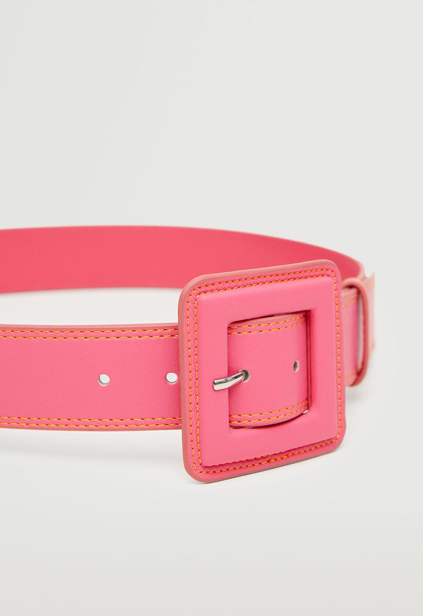 MANGO - Square buckle belt - pink