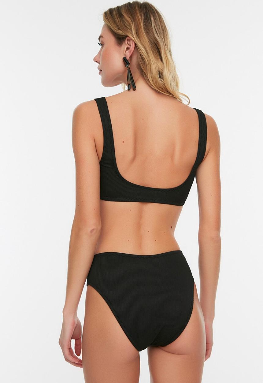 Trendyol - Buckle detailed textured swimsuit - black
