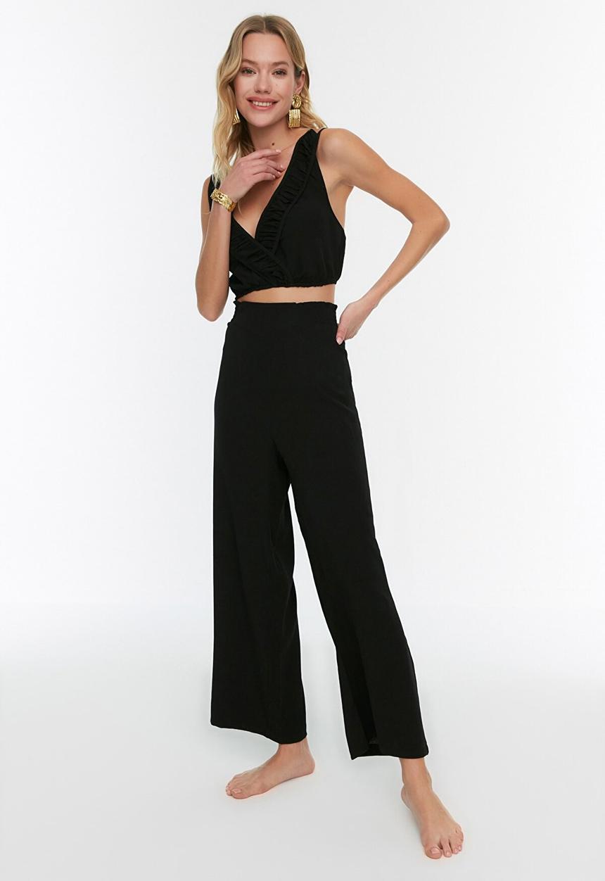 Trendyol - Ruffle detailed bottom-top set - black