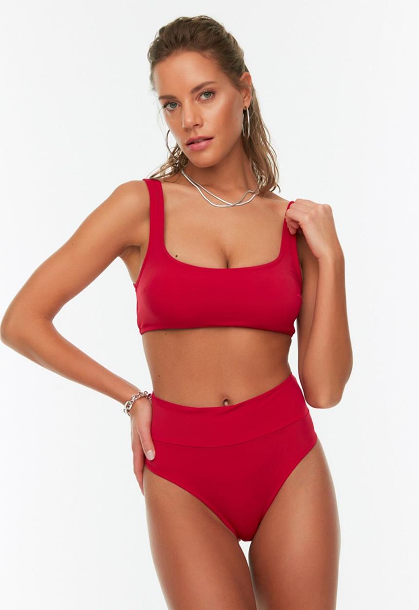 Trendyol - High waist bikini set - burgundy