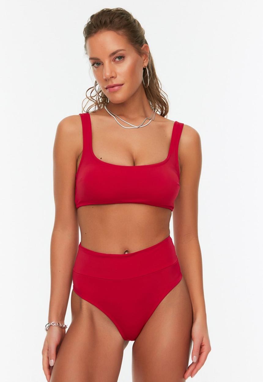 Trendyol - High waist bikini set - burgundy