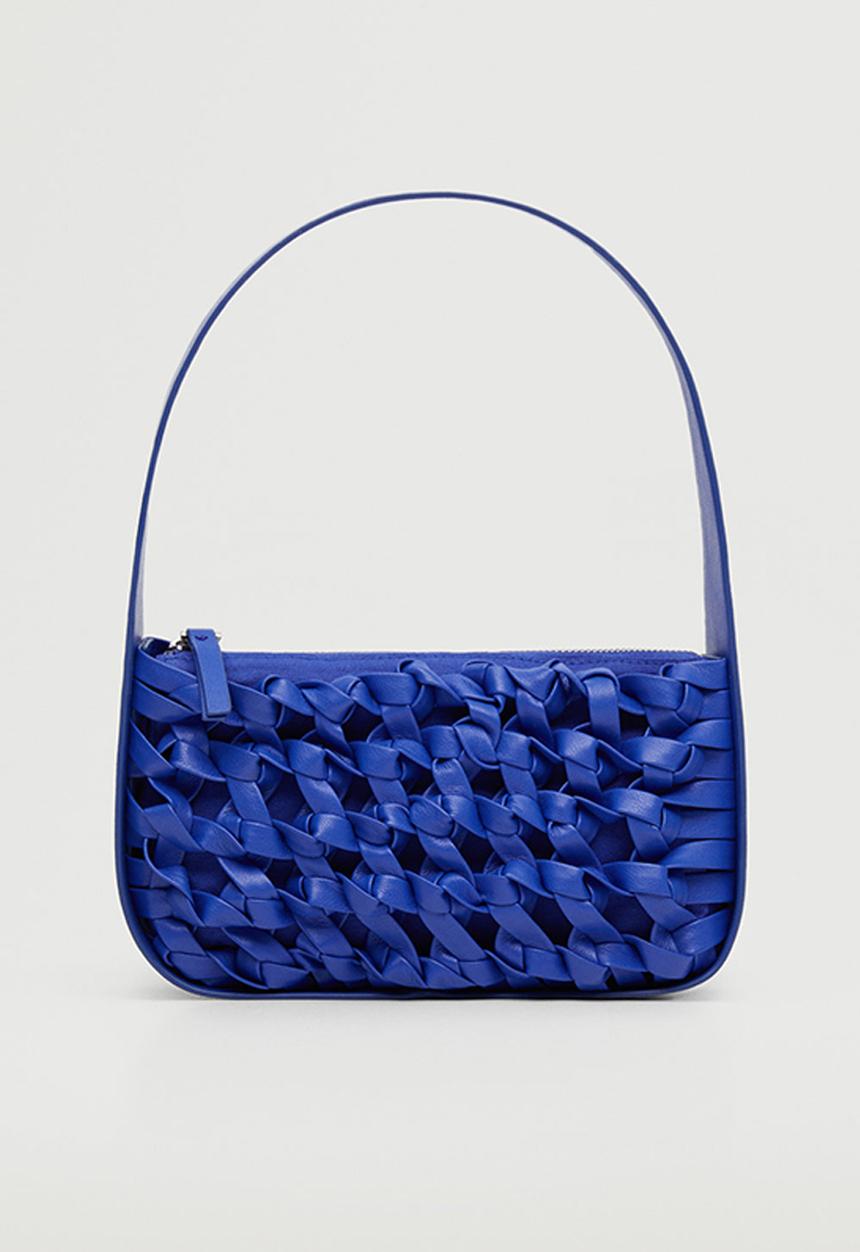 MANGO - Braided baguette bag - vibrant blue