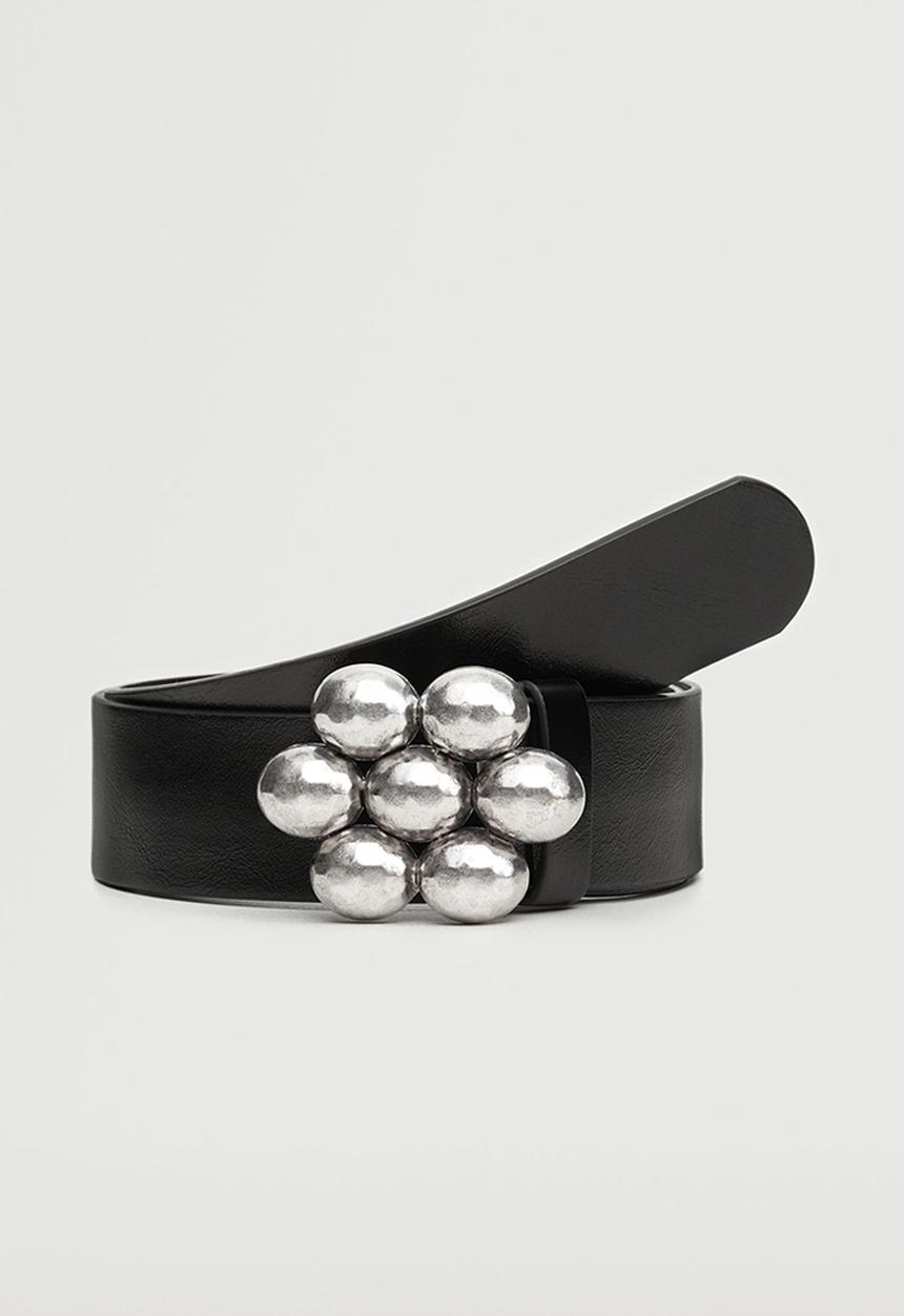 MANGO - Flower buckle belt - black