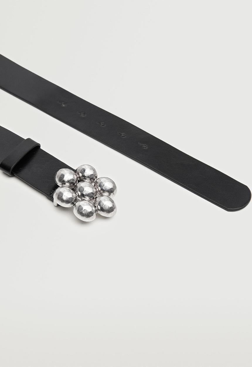 MANGO - Flower buckle belt - black