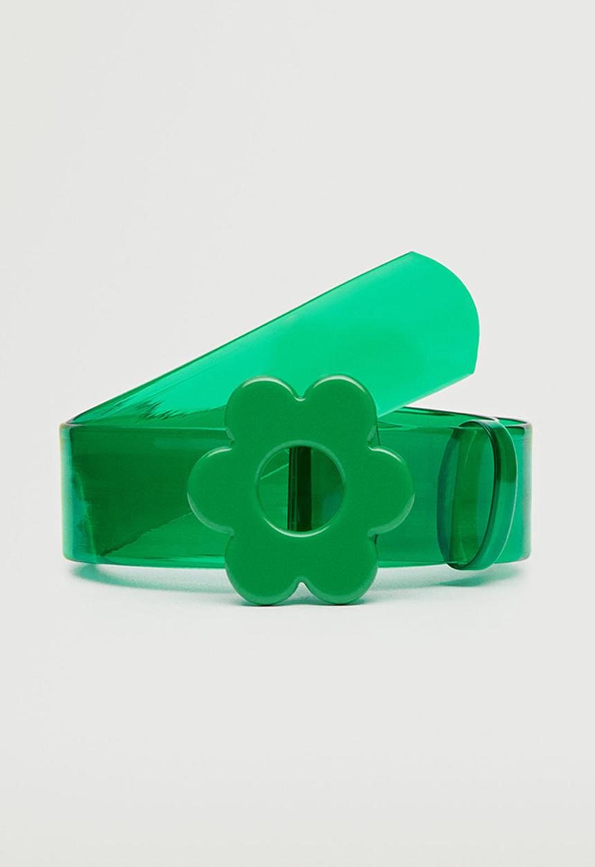 MANGO - Flower buckle belt - green
