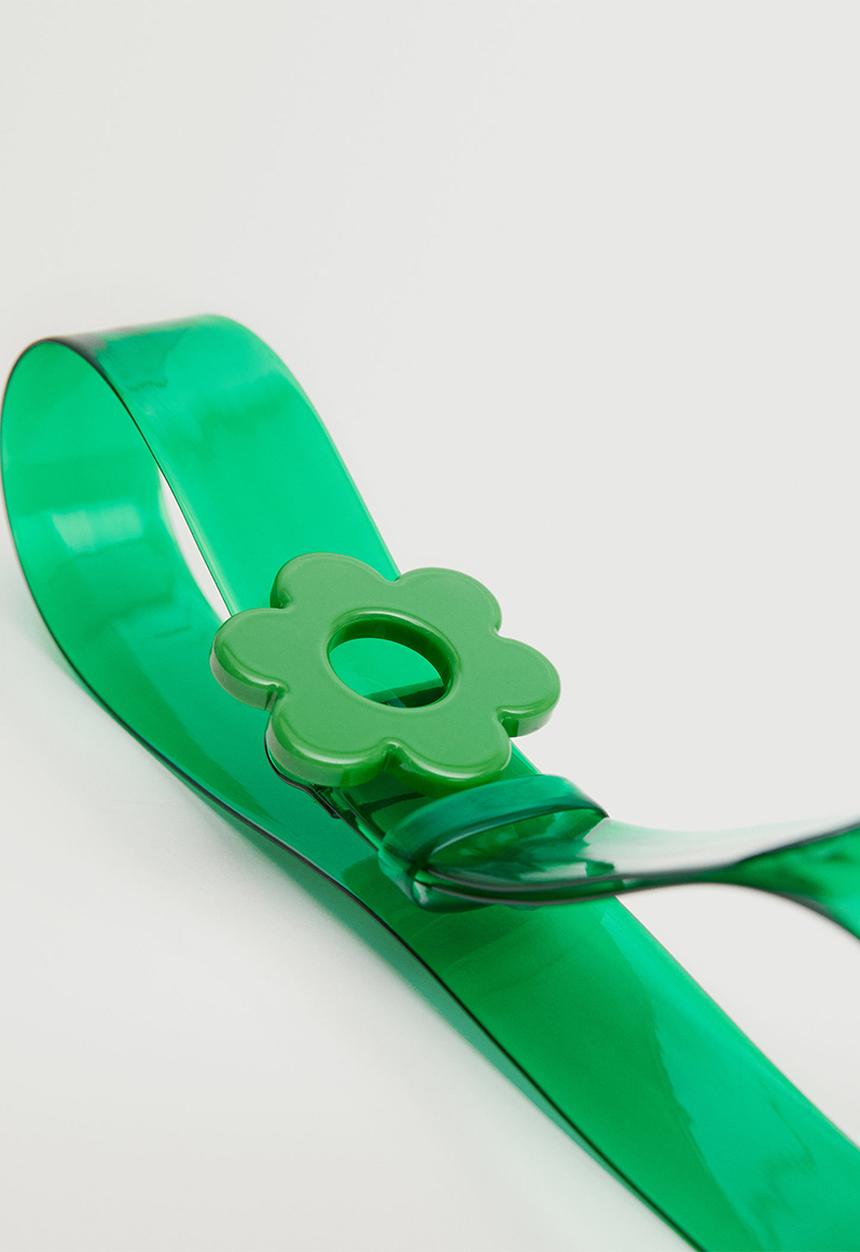 MANGO - Flower buckle belt - green