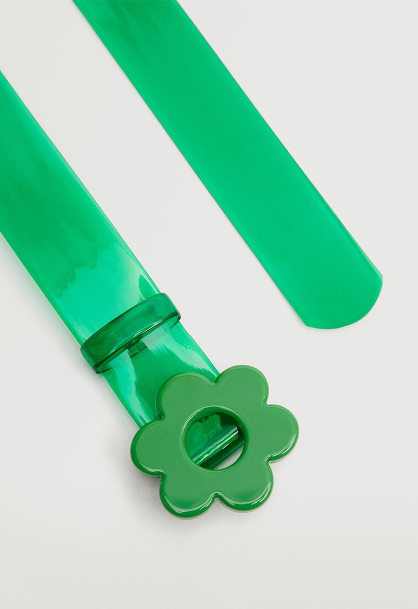MANGO - Flower buckle belt - green