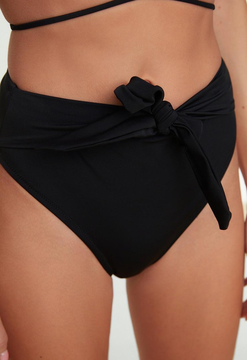 Trendyol - Front tie bikini bottom - black