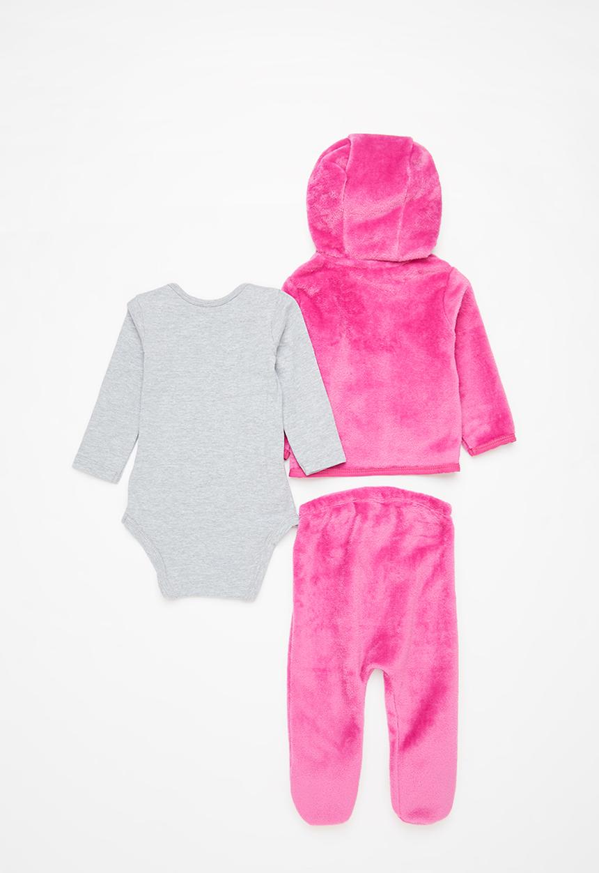 Pop Candy - Girls plush pram suit vest set - pink