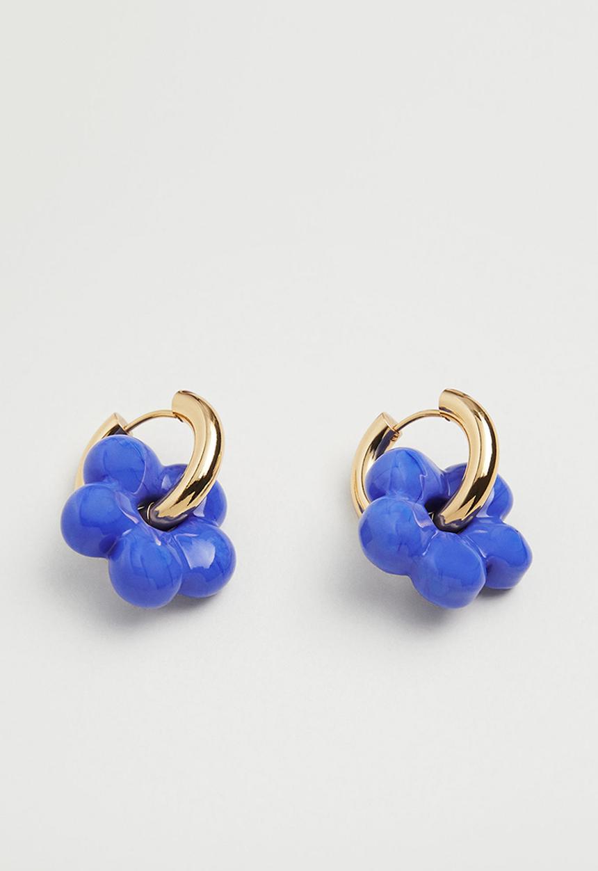 MANGO - Ceramic floral earrings - blue
