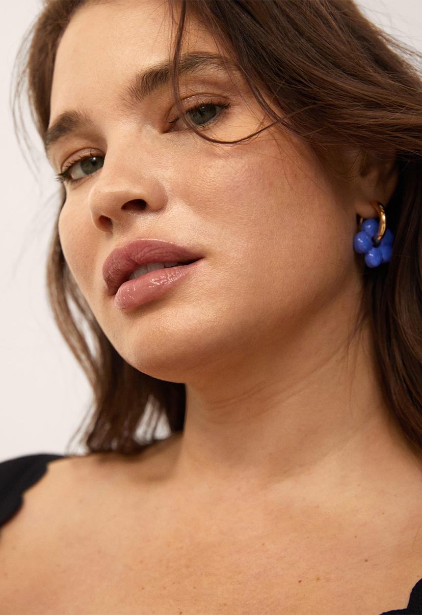 MANGO - Ceramic floral earrings - blue
