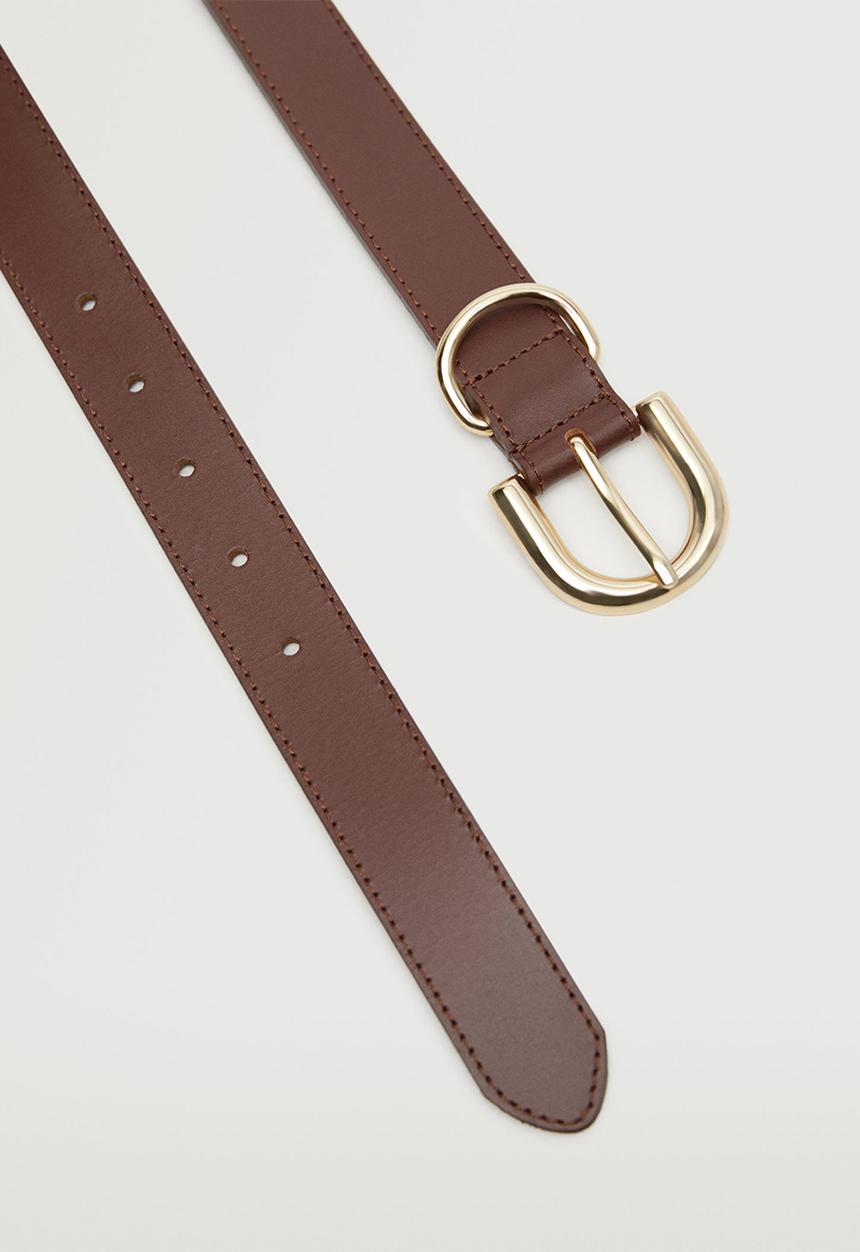 MANGO - Buckle leather belt - chocolate